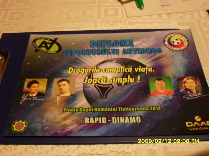 Diploma suporter rapid-Dinamo