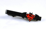 AC cravata model SUPERMAN metalic negru black + cutie simpla cadou, Argintiu