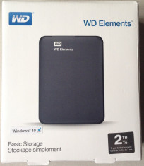 HDD extern WD Elements, 2TB, 2,5&amp;quot;, USB 3.0, Black, NOU, SIGILAT foto