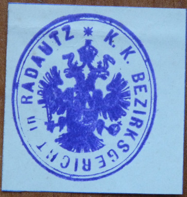 Stampila austriaca Radautz , Radauti , pe fragment de hartie , deosebita foto
