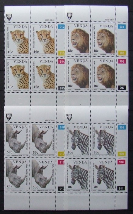 VENDA 1990 - ANIMALE PROTEJATE, 4 VALORI IN BLOC NEOBLITERATE - AS 042A