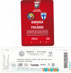 Bilet meci fotbal + Acreditare ROMANIA - FINLANDA 08.10.2015 (Calificari CE) foto