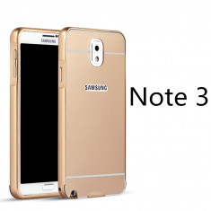 Samsung Note 3 - Bumper Case din 2 Piese Rama Metalica si Capac Plastic Gold foto
