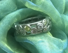 frumos inel argint 925 cu pietre semipretioase:peridot, ametist citrin D=16.2mm foto