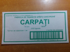 eticheta originala pt bax tigari romanesti&amp;quot;carpati&amp;quot;-fabrica sfantu gheorghe foto