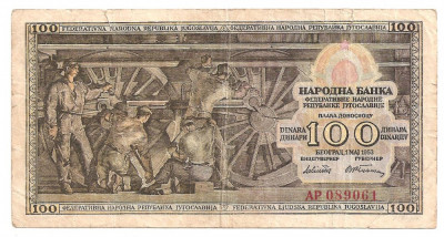 YUGOSLAVIA IUGOSLAVIA 100 dinara 1953 U foto