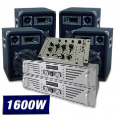 Set DJ PA 1600W 4xcutii 2x Difuzoare 1x 3/2-Canale-Mixer foto