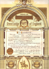 Diploma masonica Royal Antediluvian Order of Buffaloes 1939 foto