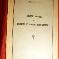 Petru Caraman - Remarci critice -Etnografie -Prima Ed.Iasi 1930 in lb. franceza
