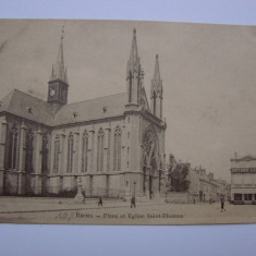 Carte postala necirculata REIMS - Place et Eglise Saint-Thomas anii 1900