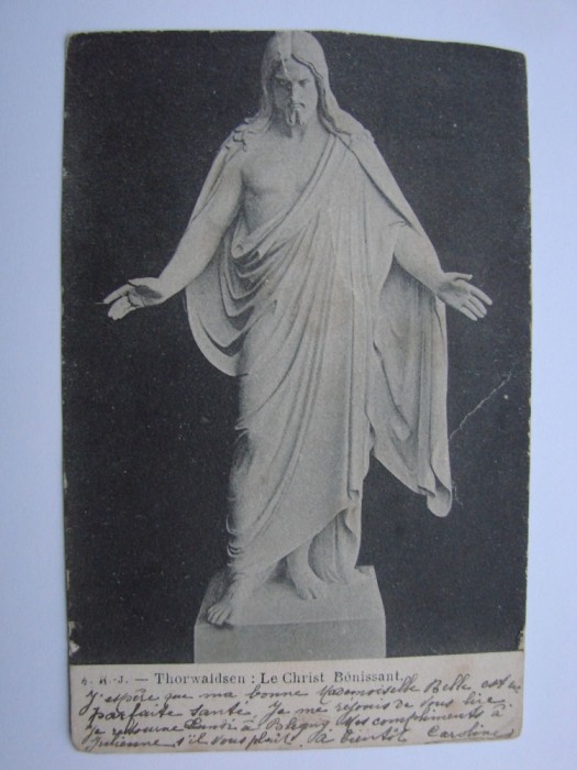 Carte postala Thorwaldsen Le Christ Benissant circulata in 1903