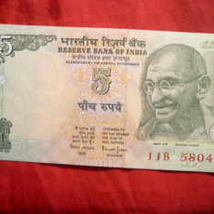 Bancnota 5 Rupii India , cal.NC , Gandhi