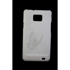 00330 Husa Samsung Galaxy S2 i9100 din Plastic Model Fluture Brodat Alba foto