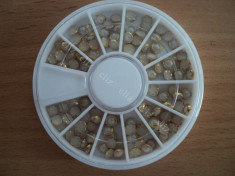Rotita Disc perle albe cu margine metalica pentru unghii nail art***nou foto