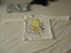 bluza alba din bumbac cu imprimeu cu pisica pentru copil 2-3 ani foto