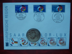 Saar - Lor - Lux. Plic si moneda ( 5 EURO ). foto