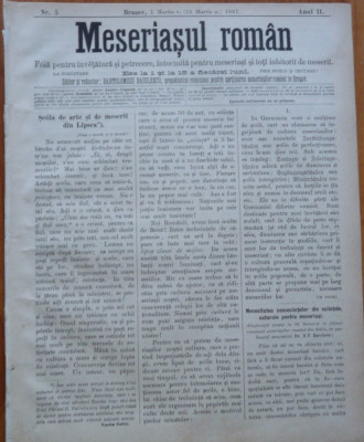 Ziarul Meseriasul Roman , nr. 5 , 1887 , Brasov foto