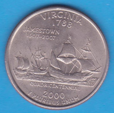 (M425) MONEDA SUA - QUARTER DOLLAR 2000, LIT. P - VIRGINIA foto