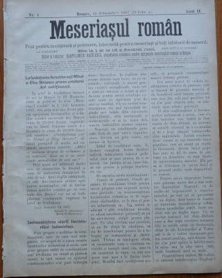 Ziarul Meseriasul Roman , nr. 4 , 1887 , Brasov foto