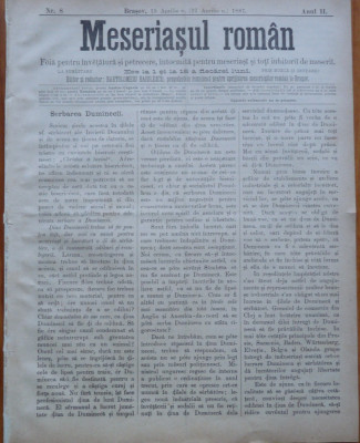 Ziarul Meseriasul Roman , nr. 8 , 1887 , Brasov foto