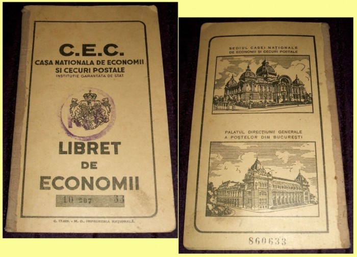 1949 Carnet CEC regalist cu supratipar RPR, Libret de Economii stabilizare 1947