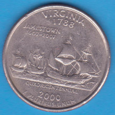 (M406) MONEDA SUA - QUARTER DOLLAR 2000, LIT. P - VIRGINIA