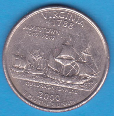 (M406) MONEDA SUA - QUARTER DOLLAR 2000, LIT. P - VIRGINIA foto