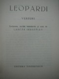 Versuri -Leopardi (Cele mai frumoase poezii) , 1962