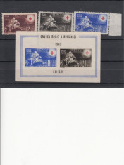 ROMANIA 1943 LP 151 LP 152 CRUCEA ROSIE SERIE SI COLITA MNH foto