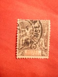 Timbru 25 C negru pe roz Guineea Franceza , stampilat