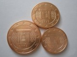 Set Mini Monede Euro Malta 2008, UNC (1c, 2c, 5c) - Colectie Numismatica