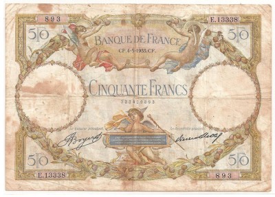 FRANTA 50 FRANCS FRANCI MERSON 4-5-1933 F foto