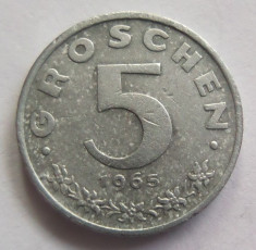 Moneda 5 Groschen - AUSTRIA, anul 1965 *cod 594 - Zinc foto