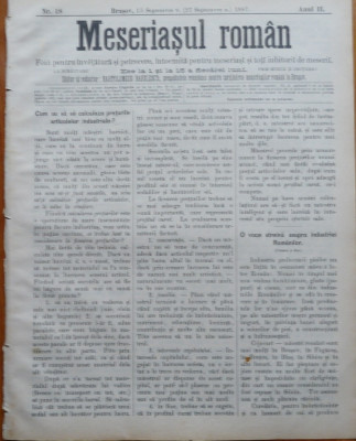 Ziarul Meseriasul Roman , nr. 18 , 1887 , Brasov foto