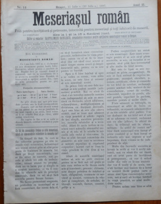 Ziarul Meseriasul Roman , nr. 14 , 1887 , Brasov foto