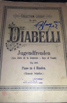 PARTITURA MUZICALA ANTON DIABELLI JUGENDFREUDEN PIANOFORTE ZU 4 HANDEN foto