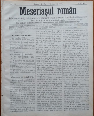 Ziarul Meseriasul Roman , nr. 13 , 1887 , Brasov foto