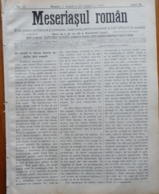 Ziarul Meseriasul Roman , nr. 15 , 1887 , Brasov foto