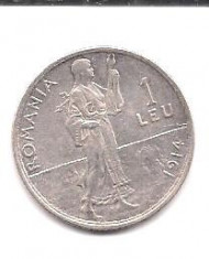 No(4) moneda- 1 LEU 1914,argint XF ,muchia rotunjita,monetaria Hamburg foto