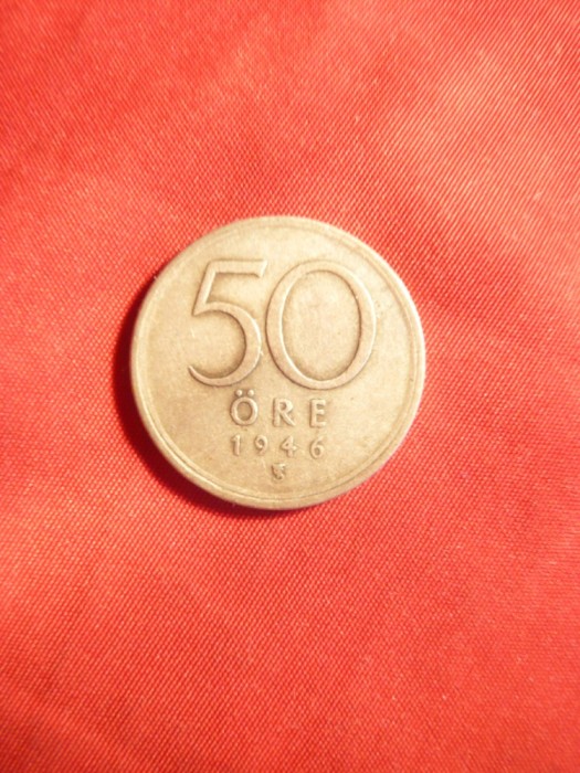 Moneda 50 Ore 1946 Suedia , argint , cal.f.buna