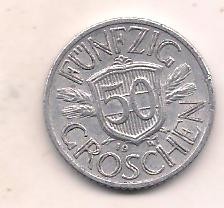 No(3) moneda-AUSTRIA-50 groschen 1947 foto