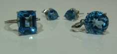 Set aur 18k cu London Blue Topaz 10ct foto