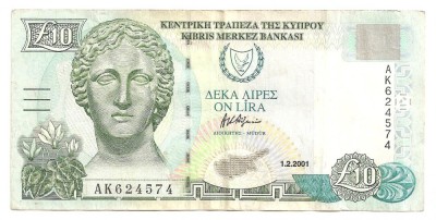 CIPRU 10 POUNDS LIRE 2001 VF foto