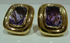 Cercei aur 18k cu Amethyst foto