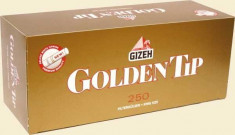 Tuburi GIZEH GOLDEN TIP 250 buc filtru ALB pentru tutun/tigari foto