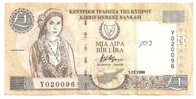 CIPRU 1 POUND LIRA 1998 VF foto