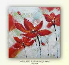 Aranjament floral cutit modern 1 -75x75cm - in relief efect 3D foto