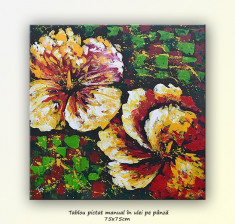 Tablou floral multicolor - ulei pe panza 75x75cm foto