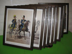 LICHIDARE COLECTIE !!! 10 tablouri cu UNIFORME MILITARE DE EPOCA secol XIX , HUSARI , CAVALERIE , GRENADIERI , INFANTERIE , GARDA REGALA , ARTILERIE foto