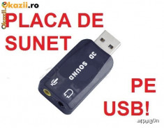 Placa de sunet pe USB. 3D soundcard audio externa/microfon Efect 5.1 - neagra foto